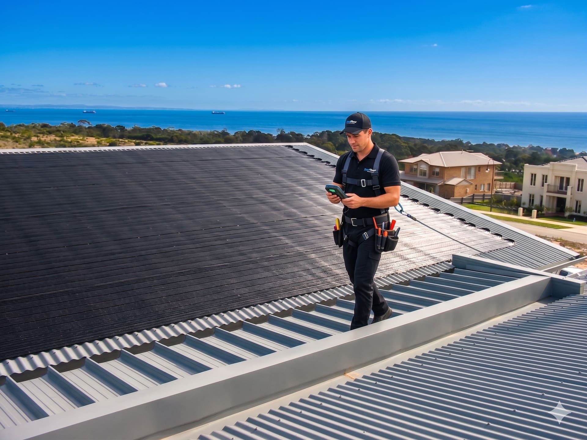 Service technician inspecting pool heating equipment